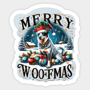 Merry Woofmas - Blue Heeler Christmas Sticker